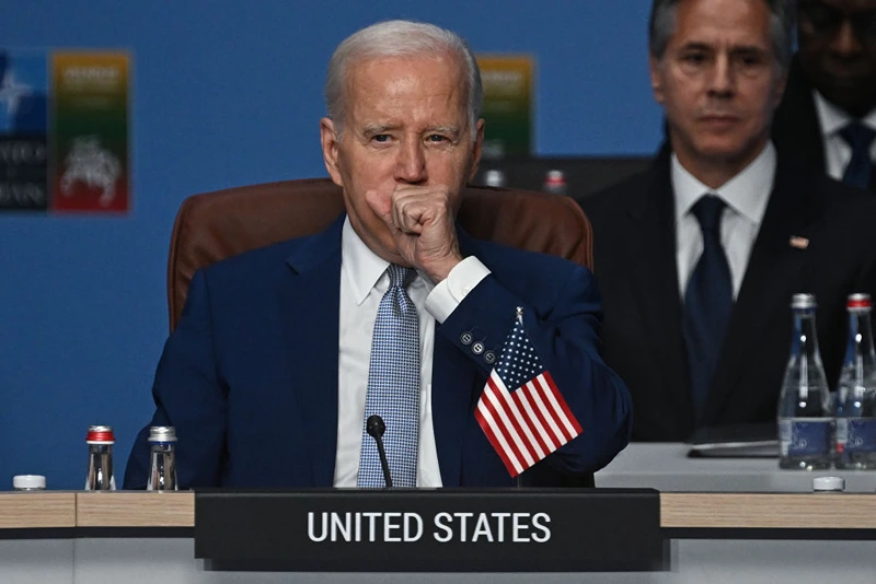 VILNIUS, LITHUANIA - JULY 11: US President Joe Biden attends the meeting of the North Atlantic Council (NAC) on the first day of the 2023 NATO Summit on July 11, 2023 in Vilnius, Lithuania. The summit is bringing together NATO members and partner countries heads of state from July 11-12 to chart the alliance's future, with Sweden's application for membership and Russia's ongoing war in Ukraine as major topics on the summit agenda. (Photo by Paul Ellis - Pool/Getty Images)