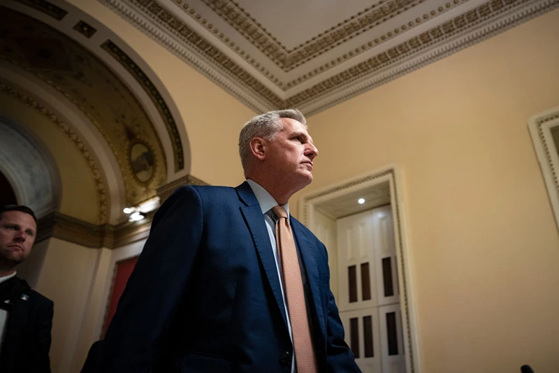 WASHINGTON, DC - JULY 17: Speaker of the House Kevin McCarthy (R-CA) walks to the House floor at the U.S. Capitol on July 17, 2023 in Washington, DC. Congress is back in session this week and Israeli President Isaac Herzog will deliver a joint address to lawmakers at the Capitol on Wednesday. (Photo by Drew Angerer/Getty Images)