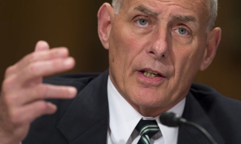 US Secretary of Homeland Security John Kelly testifies during a Senate Homeland Security and Governmental Affairs Committee hearing on Capitol Hill in Washington, DC, June 6, 2017. (Photo by SAUL LOEB / AFP) (Photo by SAUL LOEB/AFP via Getty Images)