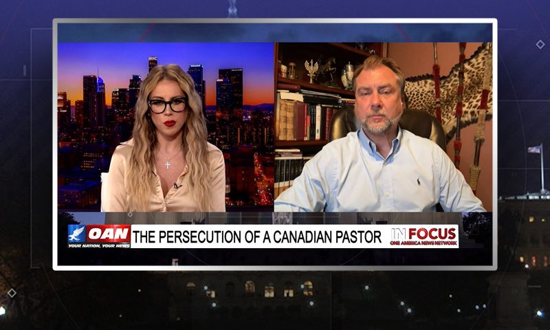 Video still from Pastor Artur Pawlowski's interview with In Focus on One America News Network