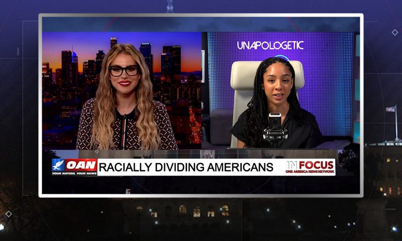 Video still from Amala Ekpunobi's interview with In Focus on One America News Network