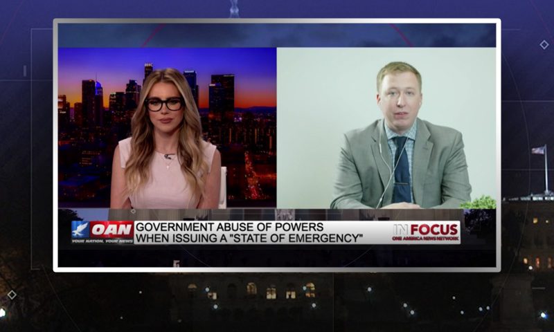 Video still from Austin Hein's interview with In Focus on One America News Network