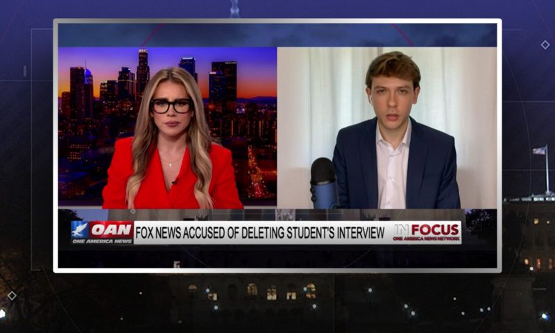 Video still from Daniel Schmidt's interview with In Focus on One America News Network