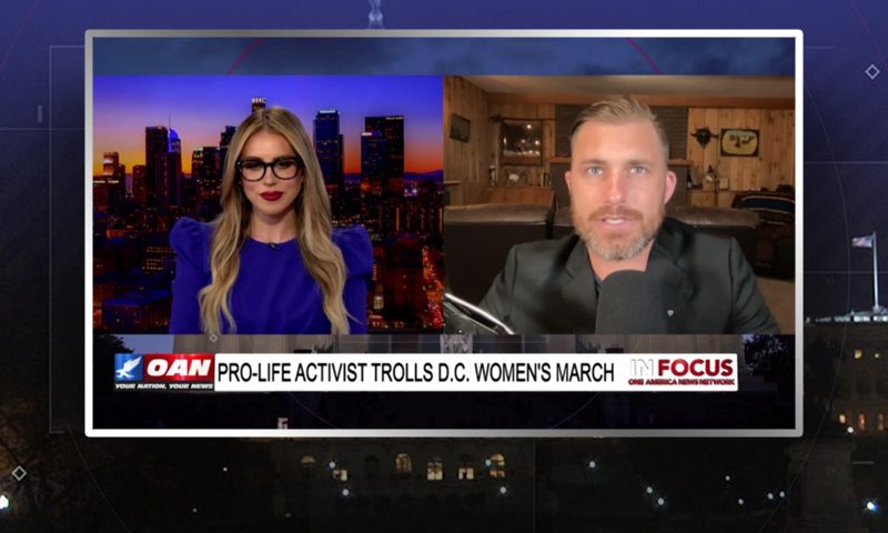 Video still from A.J. Hurley's interview with In Focus on One America News Network