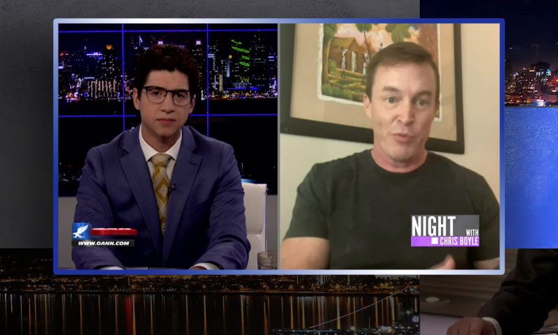 Video still from Michael Robison's interview with Nights on One America News Network