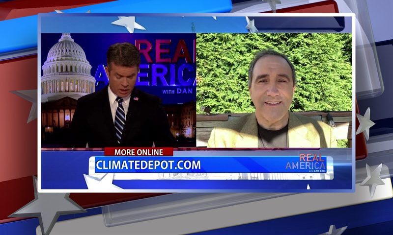 Video still from Marc Morano's interview with Real America on One America News Network