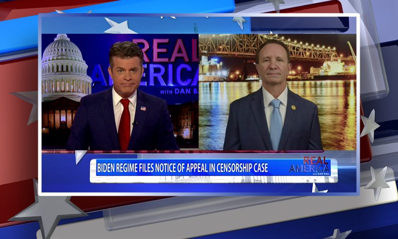 Video still from Jeff Landry's interview with Real America on One America News Network