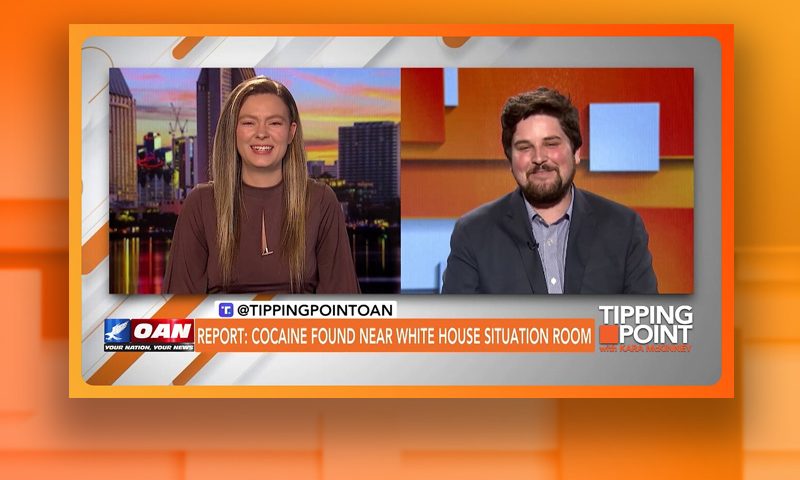 Video still from Riley Lewis' interview with Tipping Point on One America News Network