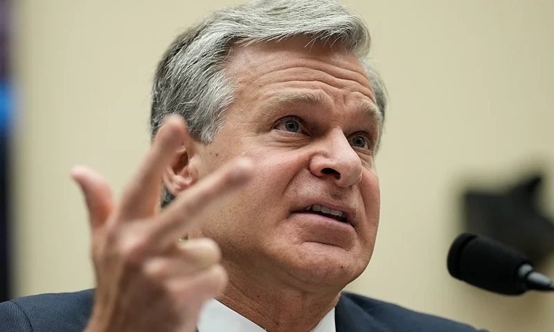 WASHINGTON, DC - JULY 12: FBI Director Christopher Wray testifies during a House Judiciary Committee about oversight of the Federal Bureau of Investigation on Capitol Hill July 12, 2023 in Washington, DC. Conservative House Republicans claim that the FBI and other federal law enforcement agencies have been "weaponized" against conservatives, including former U.S. President Donald Trump and his allies. Wray defended the FBI workforce, emphasizing that the agency protects Americans every day "from a staggering array of threats." (Photo by Drew Angerer/Getty Images)