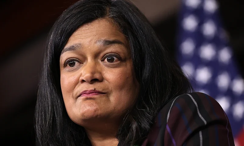 WASHINGTON, DC - MAY 24: U.S. Rep. Pramila Jayapal (D-WA) speaks during a news conference at the U.S. Capitol on May 24, 2023 in Washington, DC. The Congressional Progressive Caucus (CPC) held a news conference to discuss the debt ceiling negotiations. (Photo by Alex Wong/Getty Images)