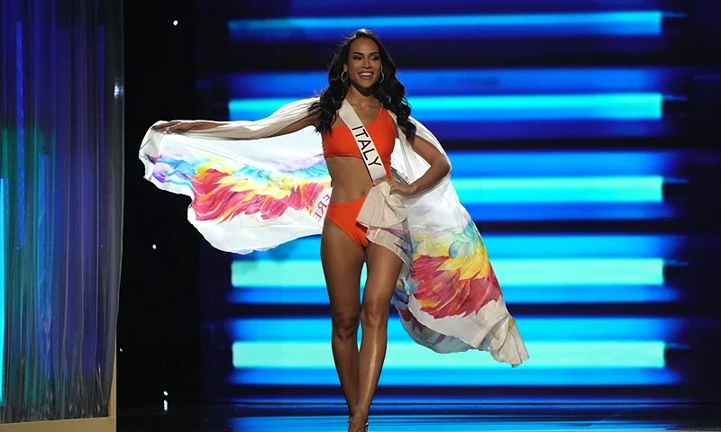 NEW ORLEANS, LOUISIANA - JANUARY 11: Miss Italy, Virginia Stablum walks onstage during the 71st Miss Universe preliminary competition at New Orleans Morial Convention Center on January 11, 2023 in New Orleans, Louisiana. (Photo by Josh Brasted/Getty Images)