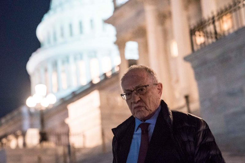 WASHINGTON, DC - JANUARY 29: Attorney Alan Dershowitz, a member of President Donald Trump's legal team, leaves the U.S. Capitol following continuation of the impeachment trial in the Senate January 29, 2020 in Washington, DC. (Photo by Sarah Silbiger/Getty Images)