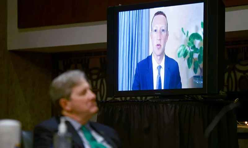 WASHINGTON, DC - NOVEMBER 17: Facebook CEO Mark Zuckerberg testifies remotely as U.S. Senator John Kennedy (R-LA) listens during a Senate Judiciary Committee hearing titled, "Breaking the News: Censorship, Suppression, and the 2020 Election" on Capitol Hill on November 17, 2020 in Washington, DC. Twitter CEO Jack Dorsey is also scheduled to testify remotely. (Photo by Hannah McKay-Pool/Getty Images)