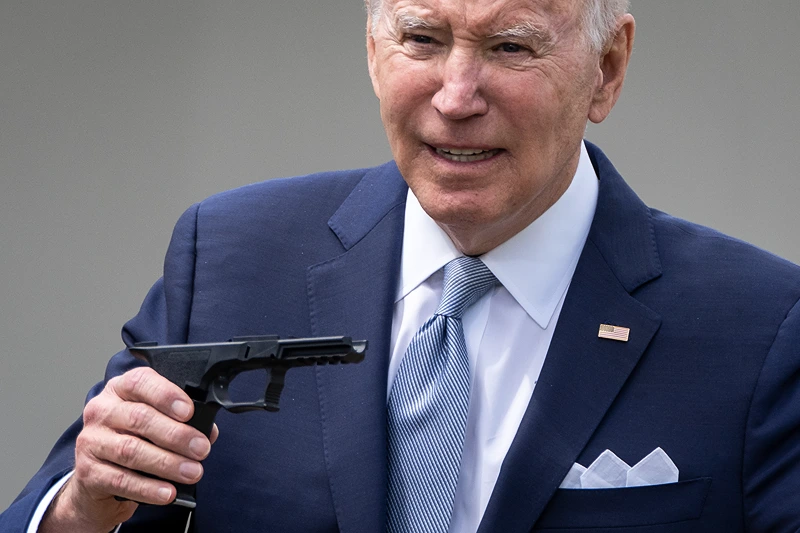 President Biden Announces New Actions To Reduce Gun Crimes
WASHINGTON, DC - APRIL 11: U.S. President Joe Biden holds up a ghost gun kit during an event about gun violence in the Rose Garden of the White House April 11, 2022 in Washington, DC. Biden announced a new firearm regulation aimed at reining in ghost guns, untraceable, unregulated weapons made from kids. Biden also announced Steve Dettelbach as his nominee to lead the Bureau of Alcohol, Tobacco, Firearms and Explosives (ATF). (Photo by Drew Angerer/Getty Images)