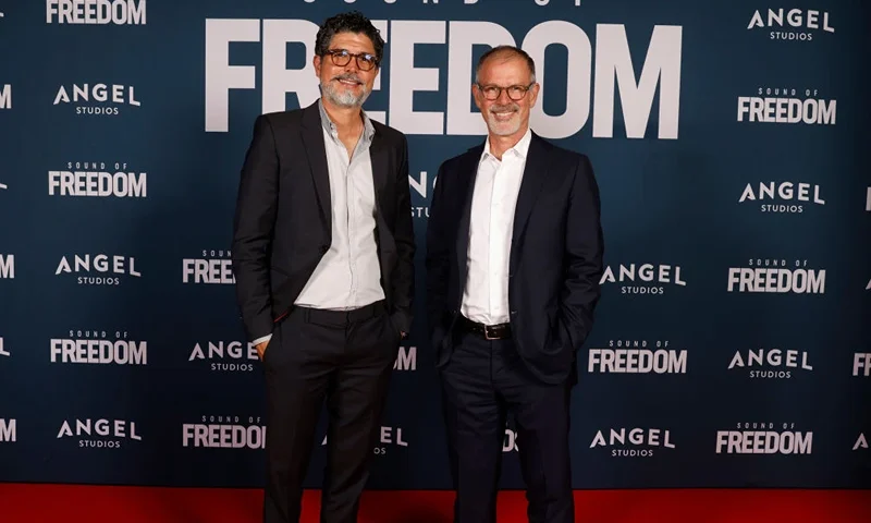 VINEYARD, UTAH - JUNE 28: Alejandro Monteverde and Rod Barr attend the premiere of "Sound of Freedom" on June 28, 2023 in Vineyard, Utah. (Photo by Fred Hayes/Getty Images for Angel Studios)