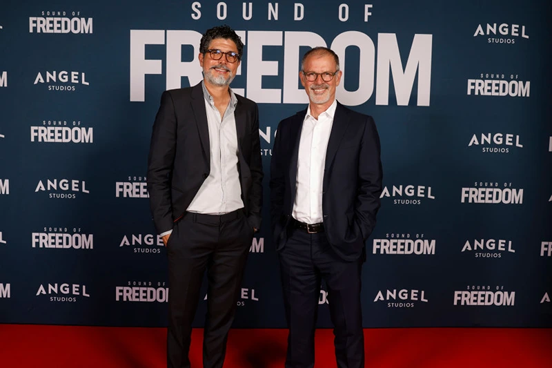 VINEYARD, UTAH - JUNE 28: Alejandro Monteverde and Rod Barr attend the premiere of "Sound of Freedom" on June 28, 2023 in Vineyard, Utah. (Photo by Fred Hayes/Getty Images for Angel Studios)