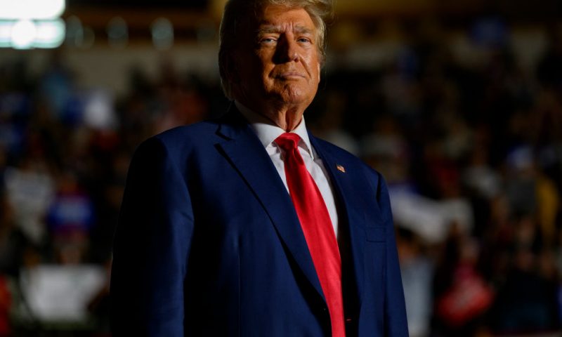 ERIE, PENNSYLVANIA - JULY 29: Former U.S. President Donald Trump enters Erie Insurance Arena for a political rally while campaigning for the GOP nomination in the 2024 election on July 29, 2023 in Erie, Pennsylvania. (Photo by Jeff Swensen/Getty Images)