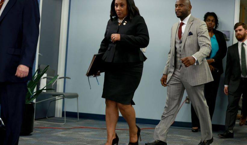 Fulton County District Attorney Fani Willis arrives to speak at a news conference at the Fulton County Government building on August 14, 2023 in Atlanta, Georgia. A grand jury today handed up an indictment naming former President Donald Trump and his Republican allies over an alleged attempt to overturn the 2020 election results in the state. (Photo by Joe Raedle/Getty Images)