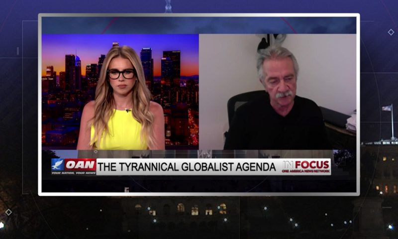 Video still from James Fotis' interview with In Focus on One America News Network