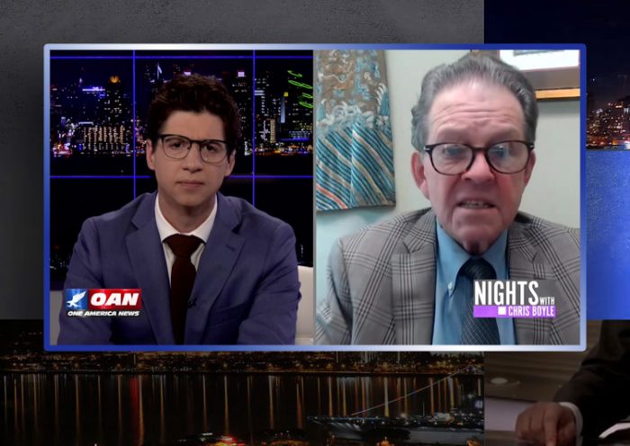 Video still from Dr. Art Laffer's interview with Nights on One America News Network