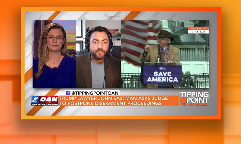 Video still from Josh Hammer's interview with Tipping Point on One America News Network
