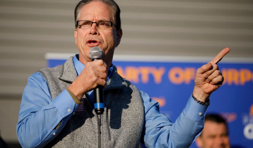 GREENWOOD, IN - NOVEMBER 03: Republican Senate candidate Mike Braun speaks during a campaign stop on November 3, 2018 in Greenwood, Indiana. Braun is locked in a tight race with incumbent Democrat Sen. Joe Donnelly. (Photo by Aaron P. Bernstein/Getty Images)