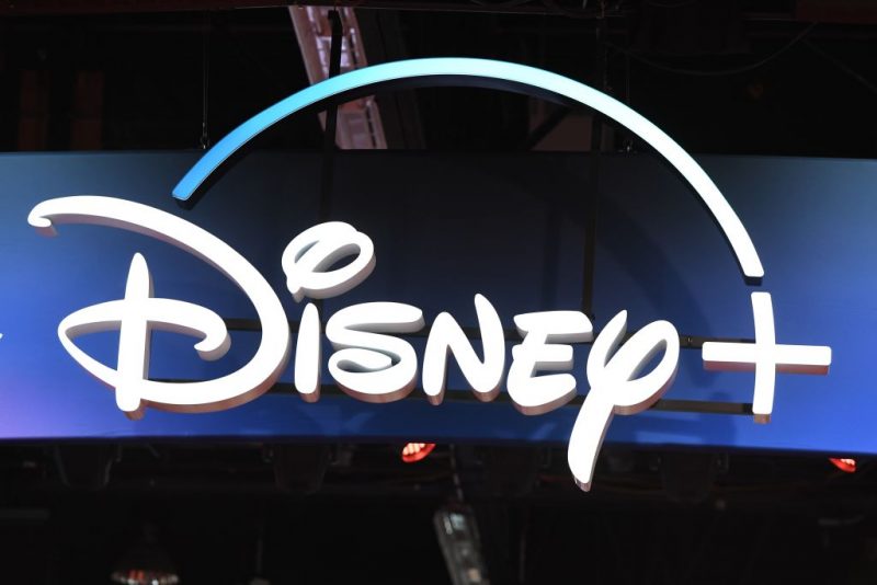 A Disney+ streaming service sign is pictured at the D23 Expo, billed as the "largest Disney fan event in the world," on August 23, 2019 at the Anaheim Convention Center in Anaheim, California. - Disney Plus will launch on November 12 and will compete with out streaming services such as Netflix, Amazon, HBO Now and soon Apple TV Plus. (Photo by Robyn Beck / AFP) (Photo by ROBYN BECK/AFP via Getty Images)