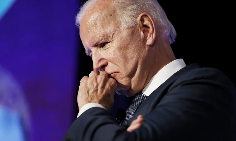 Democratic Presidential Candidates Attend "Union For All" Summit In Los Angeles LOS ANGELES, CALIFORNIA - OCTOBER 04: Democratic U.S. presidential candidate and former Vice President Joe Biden pauses while speaking at the SEIU Unions for All Summit on October 4, 2019 in Los Angeles, California. Eight Democratic Presidential candidates were scheduled to speak today and tomorrow at the summit. The presidential primary in California will be held on March 3, 2020. (Photo by Mario Tama/Getty Images)