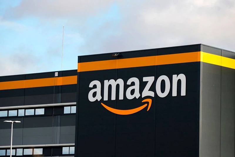 This picture shows the Amazon logo at one of the company's centre in Bretigny-sur-Orge on November 28, 2019. (Photo by Thomas SAMSON / AFP) (Photo by THOMAS SAMSON/AFP via Getty Images)