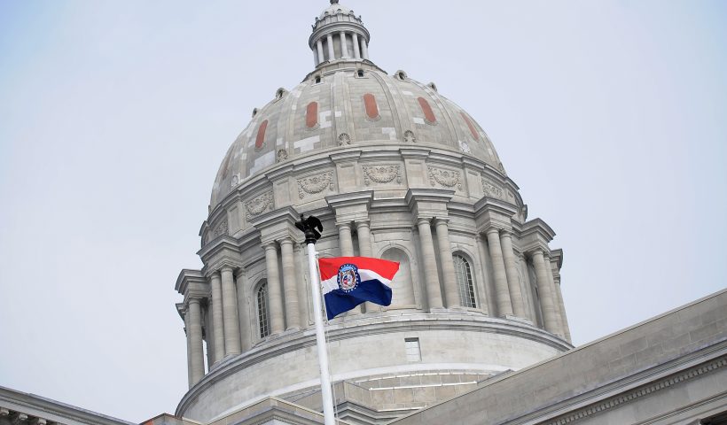 JEFFERSON CITY, MO - JANUARY 17: The Missouri state flag is seen flying outside the Missouri State Capitol Building on January 17, 2021 in Jefferson City, Missouri. Supporters of President Donald Trump gathered at state capitol buildings throughout the nation today to protest the presidential election results and the upcoming inauguration of President-elect Joe Biden. (Photo by Michael B. Thomas/Getty Images)