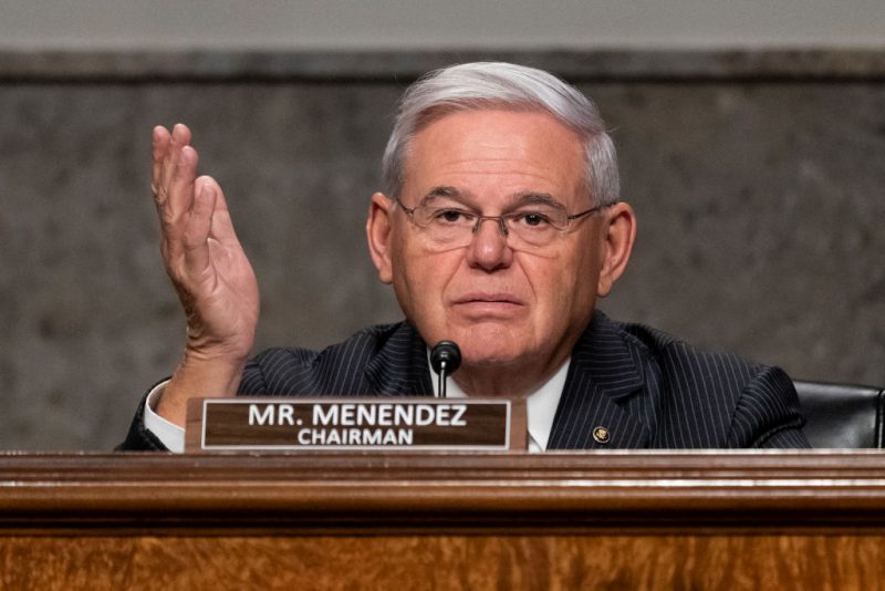 WASHINGTON, DC - DECEMBER 07: Senator Bob Menendez (D-NJ) Chair of the Senate Foreign Relations Committee, speaks during a hearing to examine U.S.-Russia policy at the U.S. Capitol on December 7, 2021 in Washington, DC. (Photo by Alex Brandon-Pool/Getty Images)