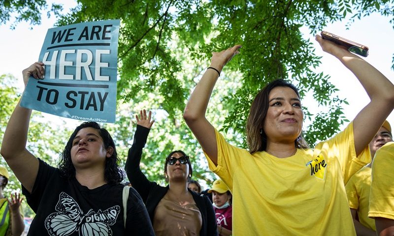 Immigration Advocates Rally On 10th Anniversary Of DACA Policy. (Photo by Drew Angerer/Getty Images)