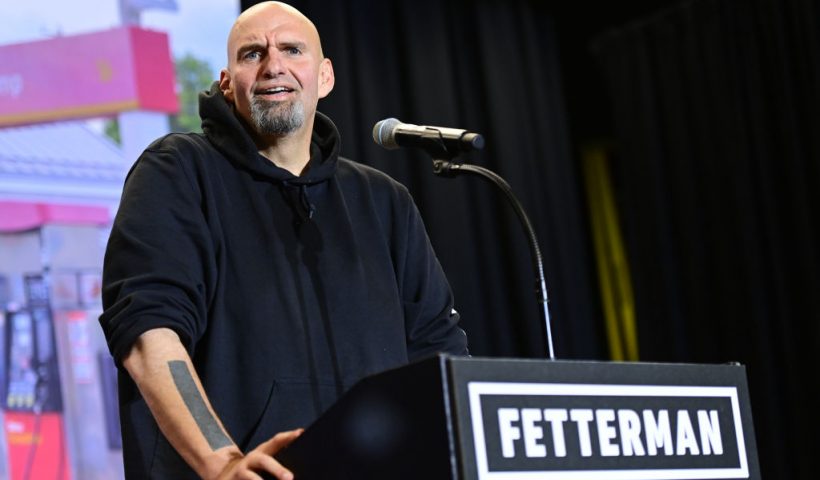 WALLINGFORD, PA - OCTOBER 15: Democratic candidate for U.S. Senate John Fetterman holds a rally at Nether Providence Elementary School on October 15, 2022 in Wallingford, Pennsylvania. Election Day will be held nationwide on November 8, 2022. (Photo by Mark Makela/Getty Images)