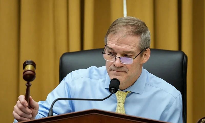 House Judiciary Committee Examines The Situation At The Southern Border WASHINGTON, DC - FEBRUARY 01: U.S. Rep. Jim Jordan (R-OH), Chairman of the House Judiciary Committee, strikes the gavel to start a hearing on U.S. southern border security on Capitol Hill, February 01, 2023 in Washington, DC. This is the first in a series of hearings called by Republicans to examine the Biden administration's handling of border security and migration along the U.S.-Mexico border. (Photo by Drew Angerer/Getty Images)