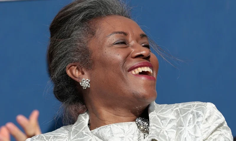 RICHMOND, VIRGINIA - JANUARY 15: Lieutenant Governor of Virginia Winsome Sears smiles during the 74th Inauguration Ceremonies on the steps of the Virginia State Capitol on January 15, 2022 in Richmond, Virginia. Sears is the first woman as well as the first woman of color to serve as Lieutenant Governor in Virginia’s history. (Photo by Anna Moneymaker/Getty Images)