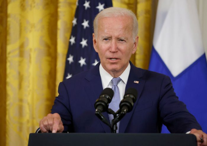 WASHINGTON, DC - AUGUST 09: U.S. President Joe Biden speaks before signing the agreement for Finland and Sweden to be included in the North Atlantic Treaty Organization (NATO) in the East Room of the White House on August 09, 2022 in Washington, DC. Following Russia's invasion of Ukraine, the Republic of Finland and Kingdom of Sweden applied for membership in the Cold War-era military alliance. (Photo by Chip Somodevilla/Getty Images)