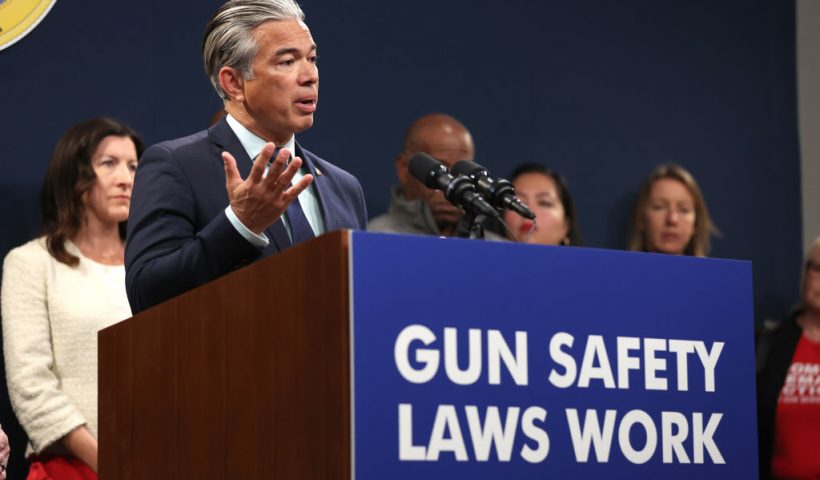 SACRAMENTO, CALIFORNIA - FEBRUARY 01: California Attorney General Rob Bonta speaks during a press conference on February 01, 2023 in Sacramento, California. California Gov. Gavin Newsom, state Attorney General Rob Bonta, state Senator Anthony Portantino (D-Burbank) and other state leaders announced SB2 - a new gun safety legislation that would establish stricter standards for Concealed Carry Weapon (CCW) permits to carry a firearm in public. The bill designates "sensitive areas," like bars, amusement parks and child daycare centers where guns would not be allowed. (Photo by Justin Sullivan/Getty Images)