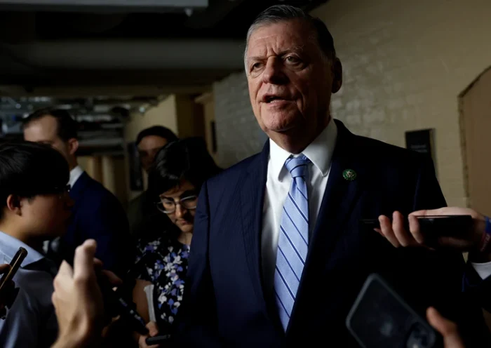 WASHINGTON, DC - SEPTEMBER 13: House Rules Committee Chairman Rep. Tom Cole (R-OK) speaks to reporters after a Republican caucus meeting at the U.S. Capitol Building on September 13, 2023 in Washington, DC. Congressional Republicans met for the first time since their return from August Recess with several items to discuss including U.S. Speaker of the House Kevin McCarthy's announcement of the start of an impeachment inquiry against U.S. President Joe Biden and government funding legislation. (Photo by Anna Moneymaker/Getty Images)