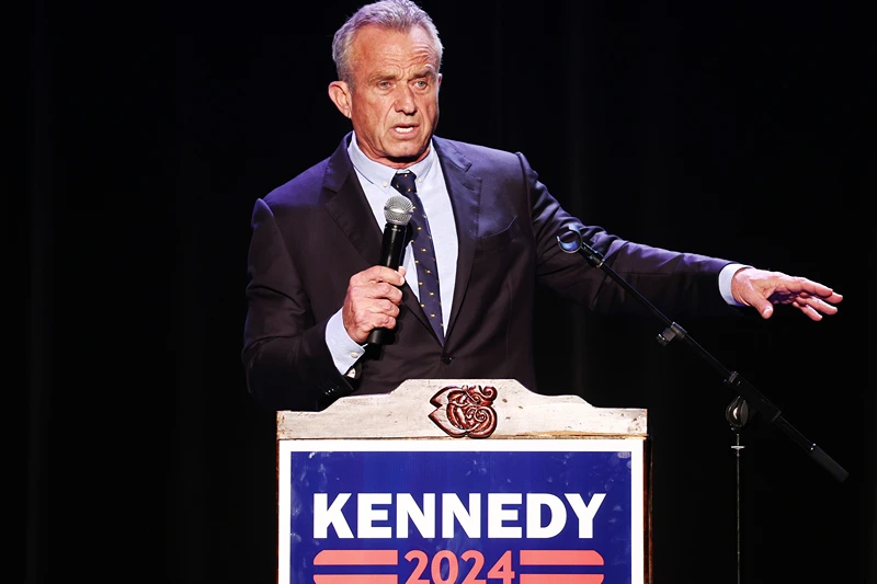 Presidential Candidate Robert F. Kennedy, Jr. Celebrates Hispanic Heritage Month In Los Angeles
LOS ANGELES, CALIFORNIA - SEPTEMBER 15: Democratic presidential candidate Robert F. Kennedy Jr. speaks at a Hispanic Heritage Month event at Wilshire Ebell Theatre on September 15, 2023 in Los Angeles, California. The 69-year-old Democrat is challenging President Biden in a long shot bid in the 2024 presidential race. (Photo by Mario Tama/Getty Images)