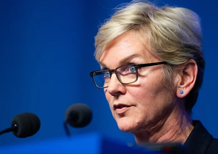 VIENNA, AUSTRIA - SEPTEMBER 25: Jennifer M. Granholm, U.S. Secretary of Energy, speaks at the 67th Annual Regular Session of the General Conference of the International Atomic Energy Agency (IAEA) on September 25, 2023 in Vienna, Austria. Among issues on the agenda are proposed safeguards for nuclear power stations in Ukraine and North Korea. (Photo by Thomas Kronsteiner/Getty Images)