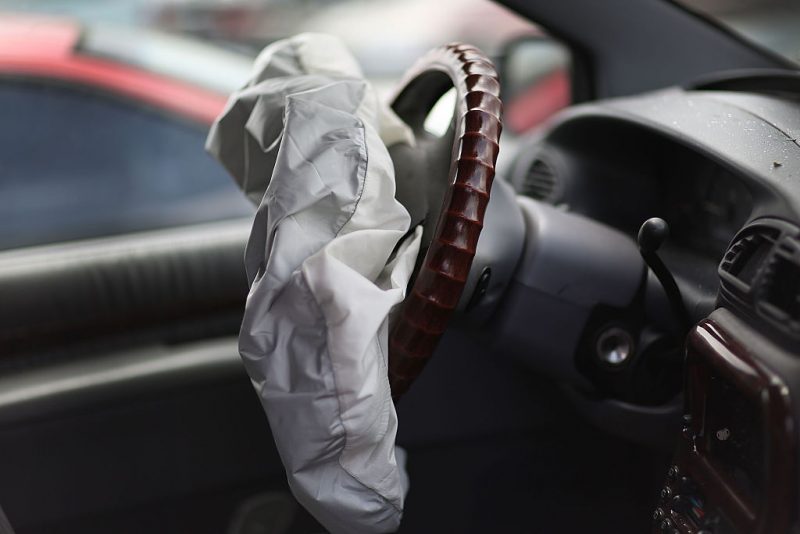 MEDLEY, FL - MAY 22:  A deployed airbag is seen in a Chrysler vehicle at the LKQ Pick Your Part salvage yard on May 22, 2015 in Medley, Florida. The largest automotive recall in history centers around the defective Takata Corp. air bags that are found in millions of vehicles that are manufactured by BMW, Chrysler, Daimler Trucks, Ford, General Motors, Honda, Mazda, Mitsubishi, Nissan, Subaru and Toyota.  (Photo by Joe Raedle/Getty Images)