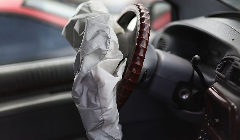 MEDLEY, FL - MAY 22: A deployed airbag is seen in a Chrysler vehicle at the LKQ Pick Your Part salvage yard on May 22, 2015 in Medley, Florida. The largest automotive recall in history centers around the defective Takata Corp. air bags that are found in millions of vehicles that are manufactured by BMW, Chrysler, Daimler Trucks, Ford, General Motors, Honda, Mazda, Mitsubishi, Nissan, Subaru and Toyota. (Photo by Joe Raedle/Getty Images)