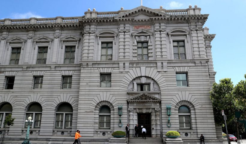 SAN FRANCISCO, CA - JUNE 12: A view of the Ninth U.S. Circuit Court of Appeals on June 12, 2017 in San Francisco, California. A ruling from a three-judge panel of the Ninth Circuit Court of Appeals has ruled against U.S. President Donald Trump's revised executive order limiting travel from six predominately Muslim countries. (Photo by Justin Sullivan/Getty Images)