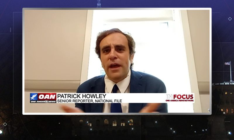 Video still from Patrick Howley's interview with In Focus on One America News Network