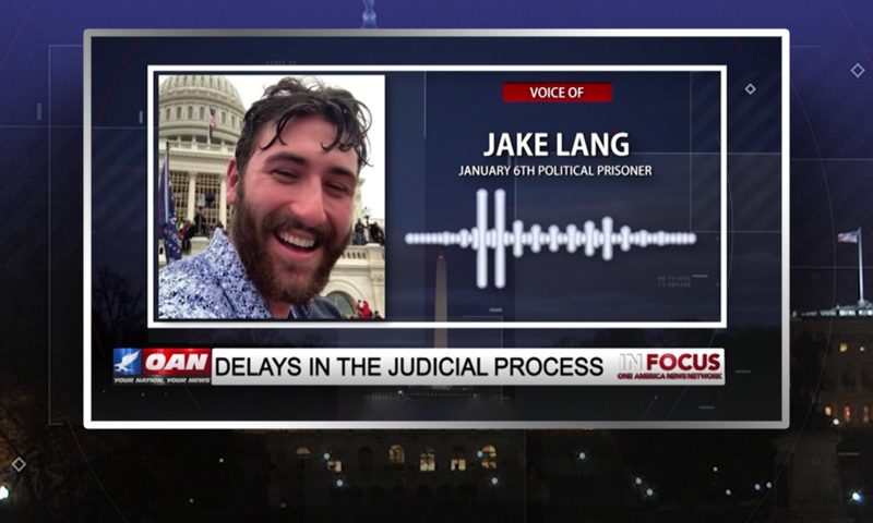 Video still from Jake Lang's interview with In Focus on One America News Network
