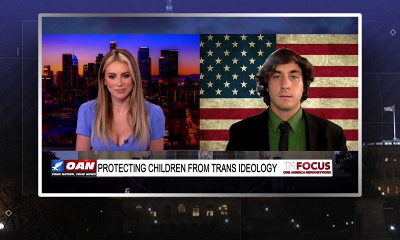Video still from Harrison Tinsley's interview with In Focus on One America News Network