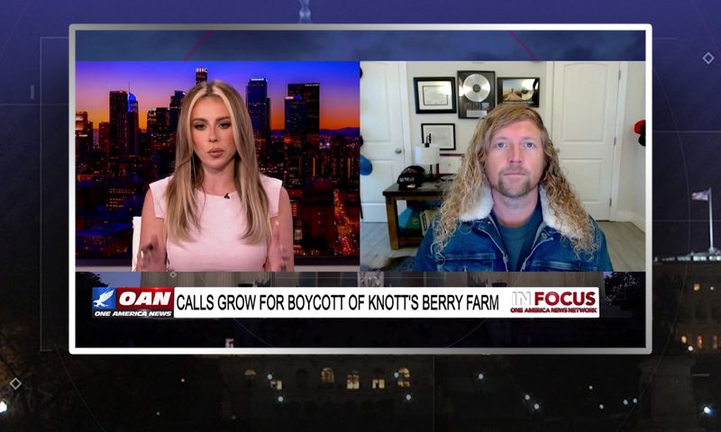 Video still from Sean Feucht's interview with In Focus on One America News Network