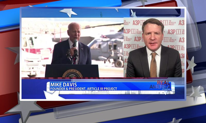 Video still from Mike Davis' interview with Real America on One America News Network