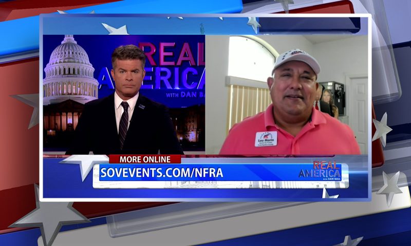 Video still from Lou Marin's interview with Real America on One America News Network