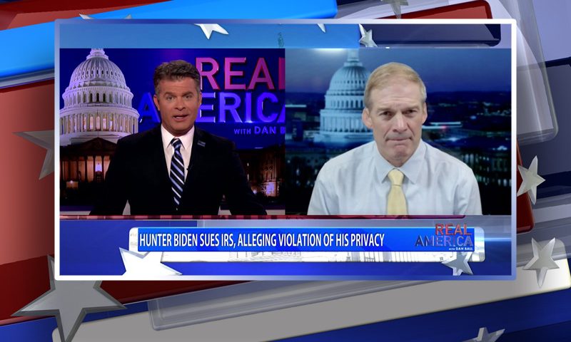Video still from Rep. Jim Jordan's interview with Real America on One America News Network